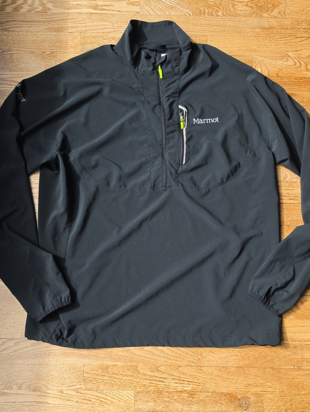 (XL) Marmot Black Pullover Performance Jacket with Neon Accents Gorpcore Outdoor